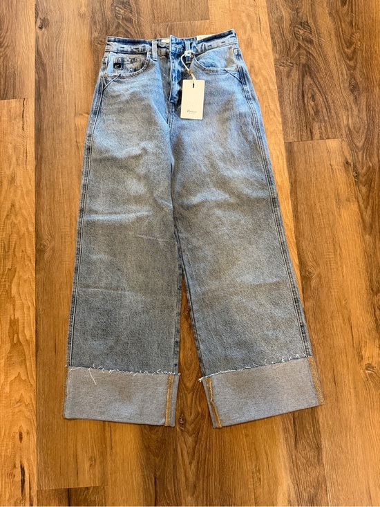 KanCan Denim - KanCan Light Blue Wide Leg Cuffed Jeans
